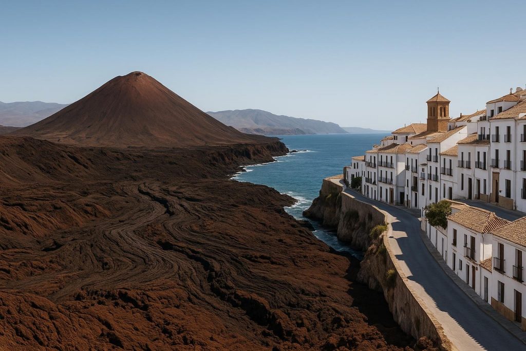 Acantilados volcánicos del Cabo de Gata junto al mar