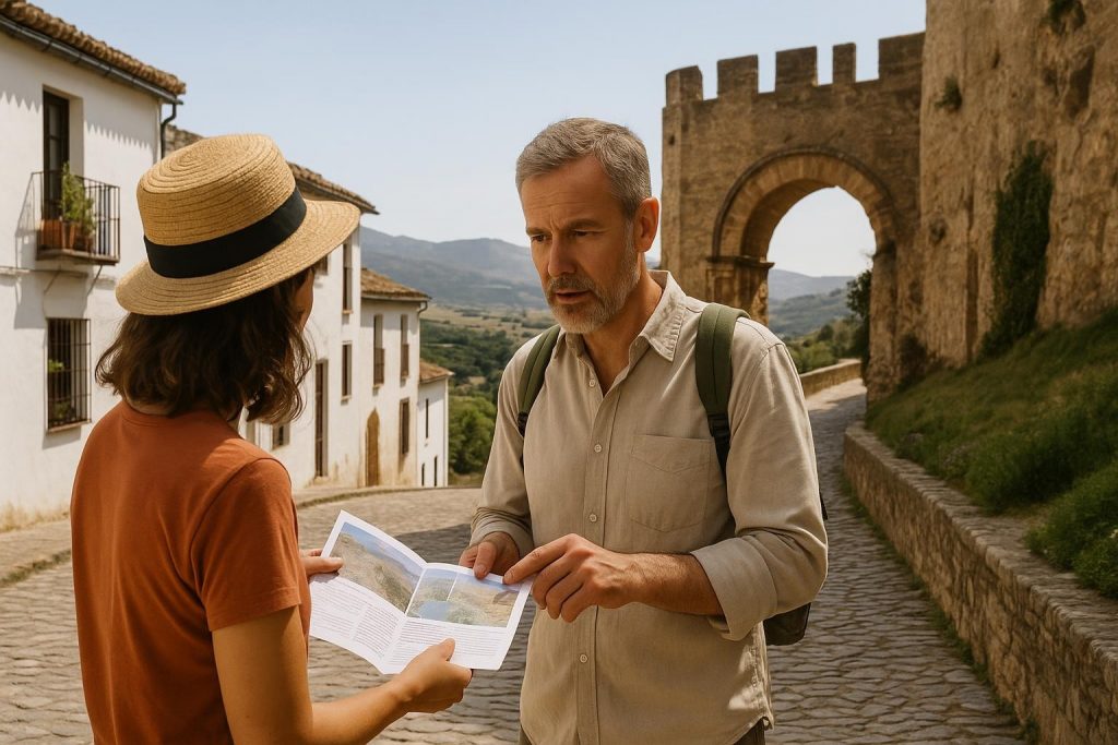 Grupo de turistas durante una visita guiada por una ciudad andaluza