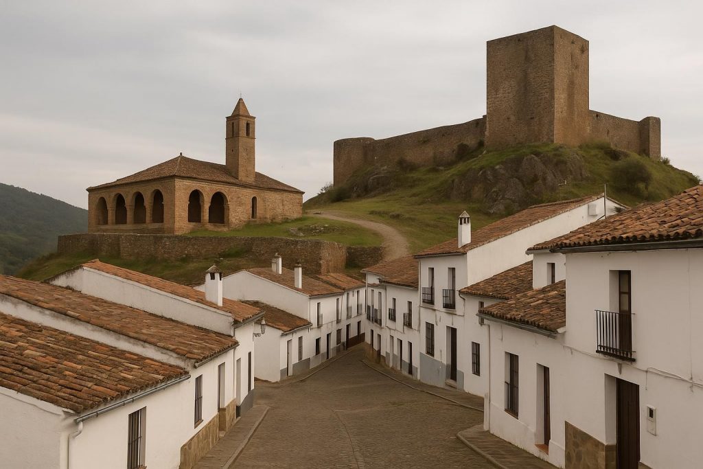 Mezquita de Almonaster la Real junto al recinto fortificado