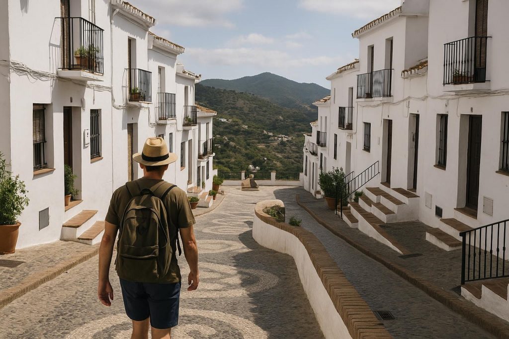 Calles blancas y empinadas del casco histórico de Frigiliana