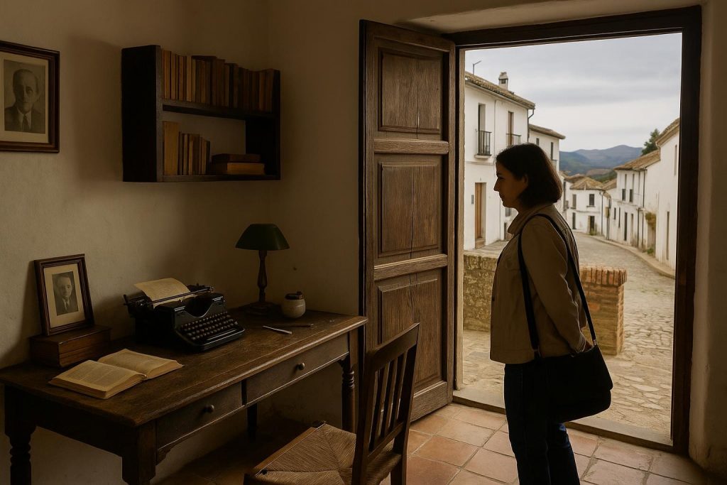 Interior de una casa museo andaluza con escritorio antiguo y objetos personales