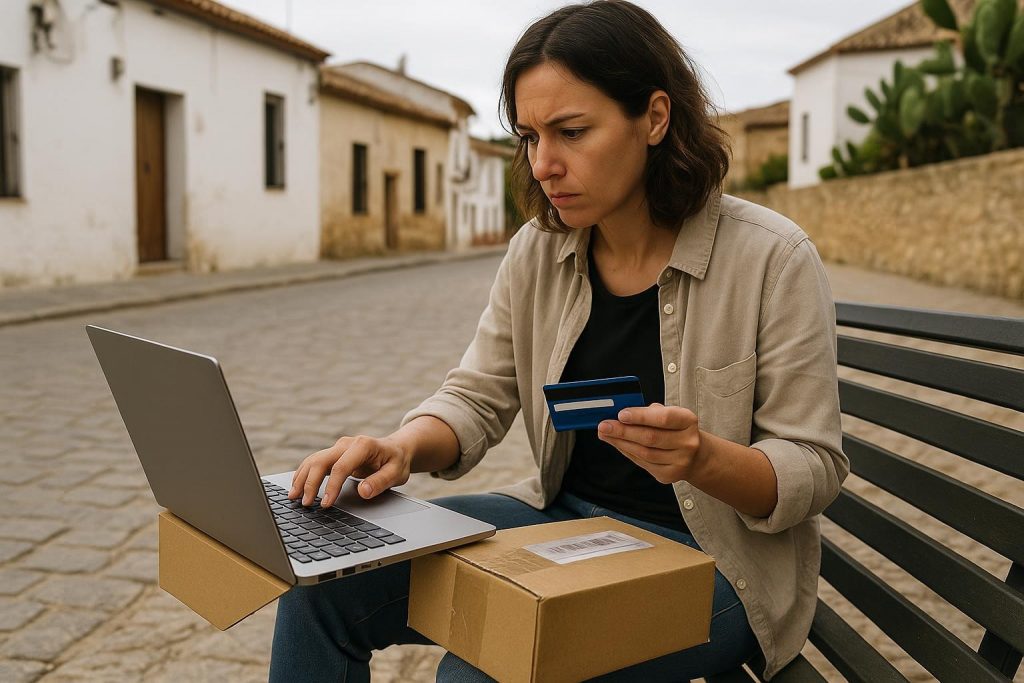 Persona revisando un pedido online y sus condiciones de compra