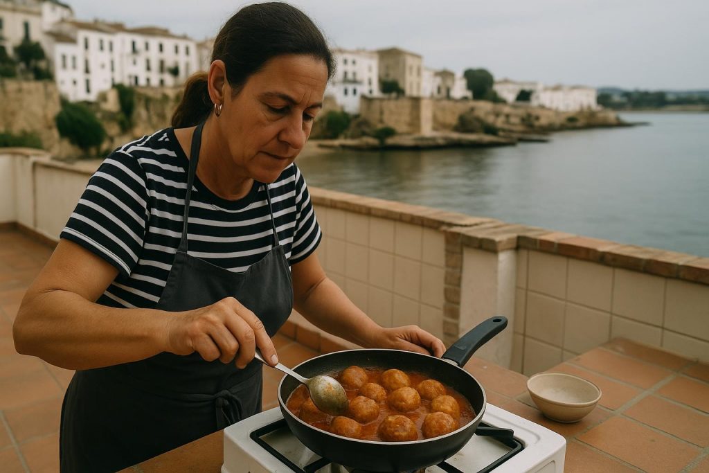 Albóndigas de choco en salsa servidas en una cazuela
