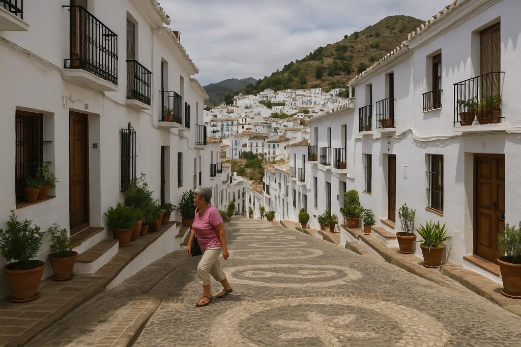 Calles blancas del casco histórico de Frigiliana en Málaga
