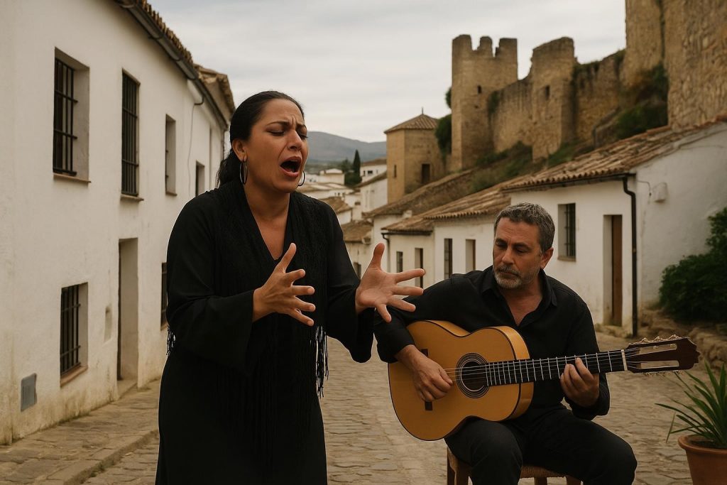 Bailaora durante una actuación de flamenco en Andalucía