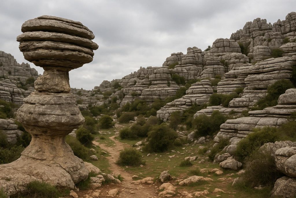 Paisaje rocoso del Torcal de Antequera con formaciones calizas