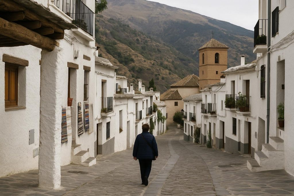 Calles blancas y tinaos de Pampaneira en la Alpujarra granadina