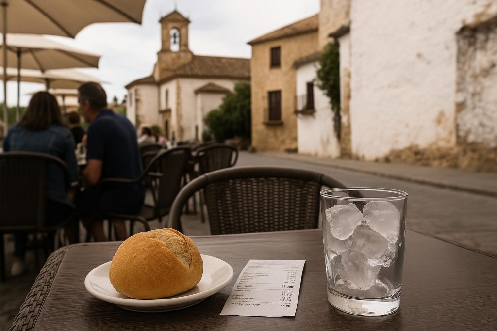 Carta de precios de un bar con terraza y bebidas