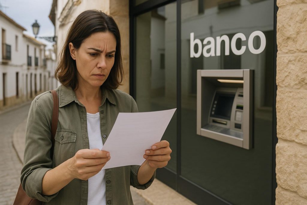 Cliente revisando una comisión bancaria en la aplicación móvil