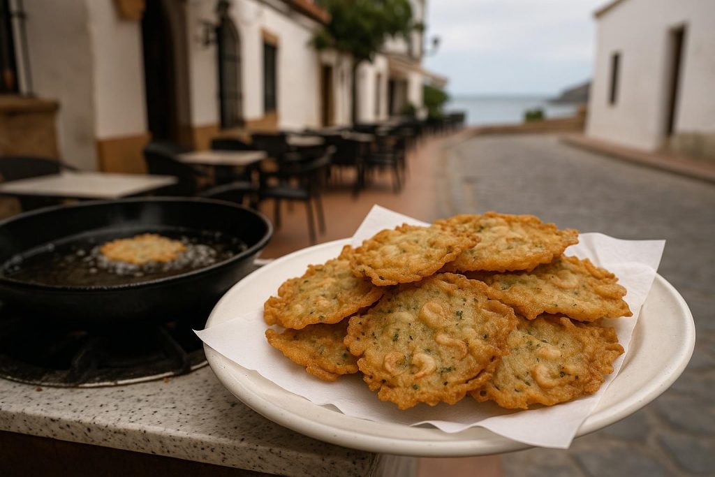 Tortillitas de camarones doradas sobre un plato