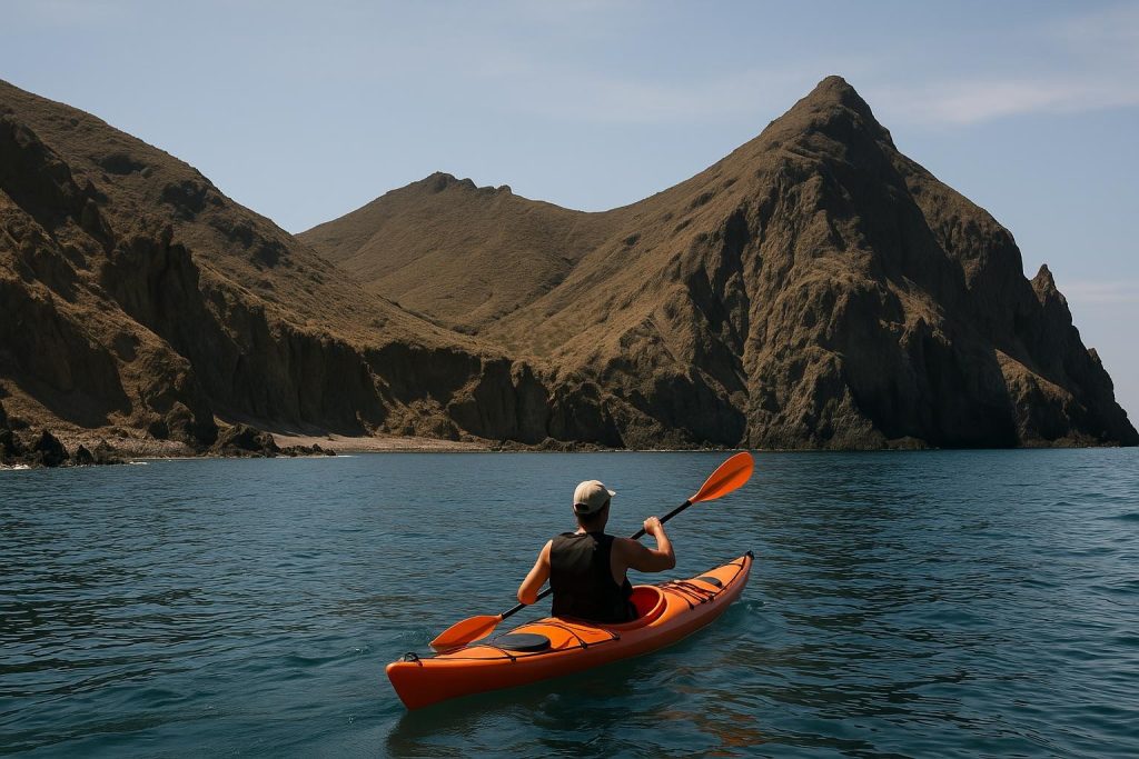 Kayaks frente a los acantilados de Cabo de Gata