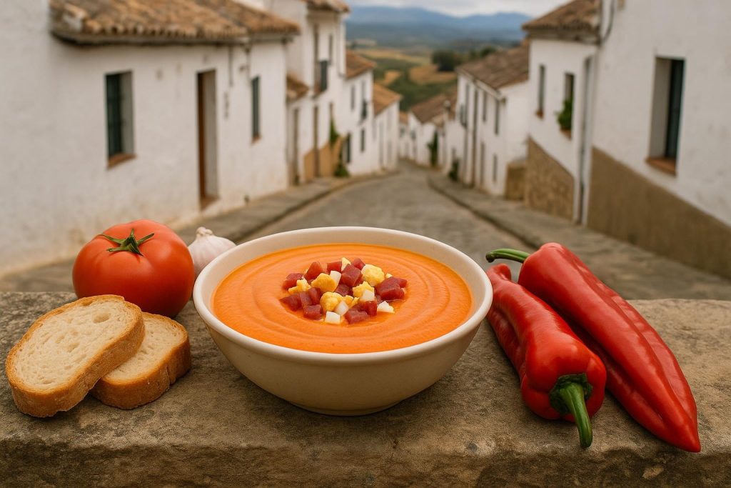 Cuenco de porra antequerana con huevo cocido y jamón