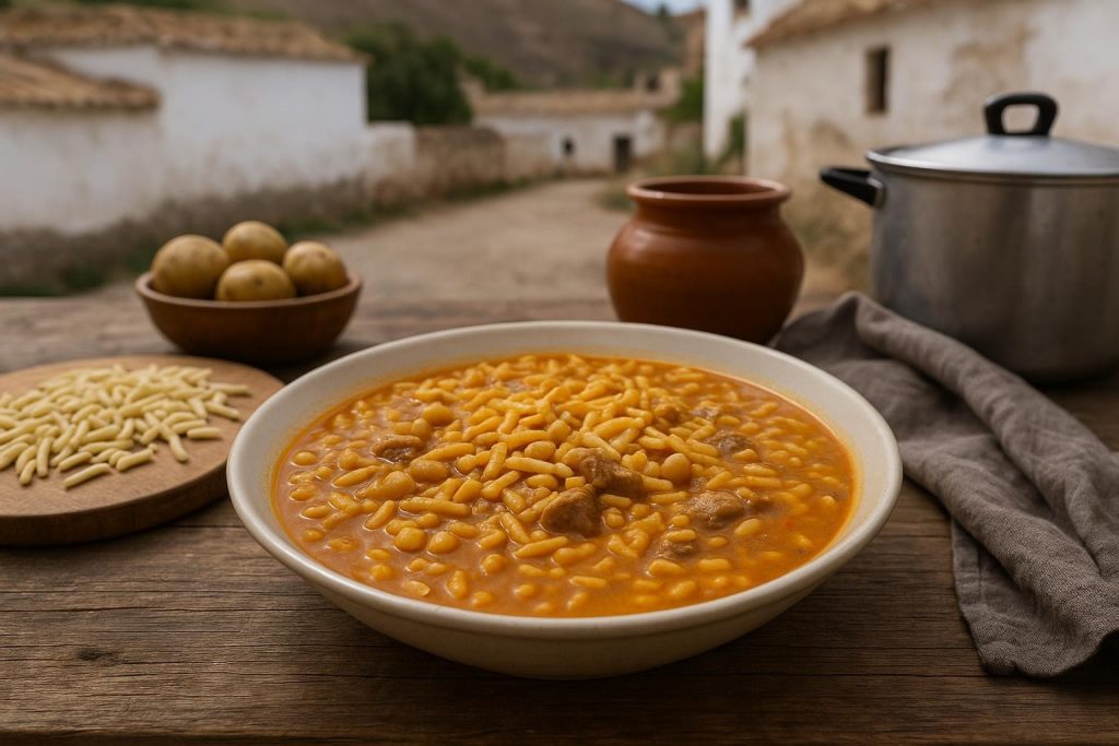Cazuela de gurullos almerienses con pasta casera y caldo