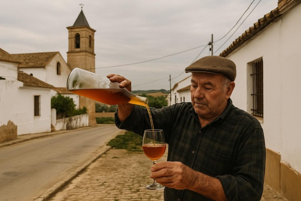 Copas de mosto y productos tradicionales del Aljarafe sevillano