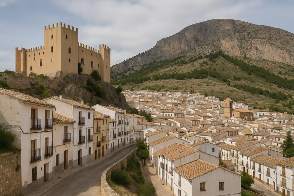 Castillo de Vélez-Blanco sobre el paisaje montañoso del norte de Almería